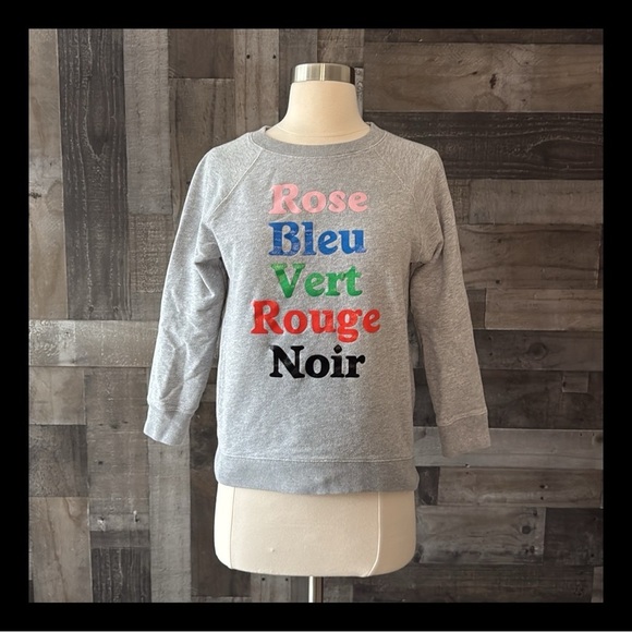 J.Crew French rainbow colors sweatshirt XSmall comfy loungewear preppy romantic - Picture 1 of 9